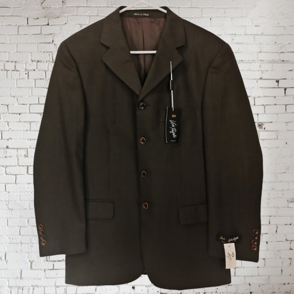 NWT Vito Rufolo Made in Italy 100% Soft Wool 4-Button Blazer in Brown - Sz 36 S